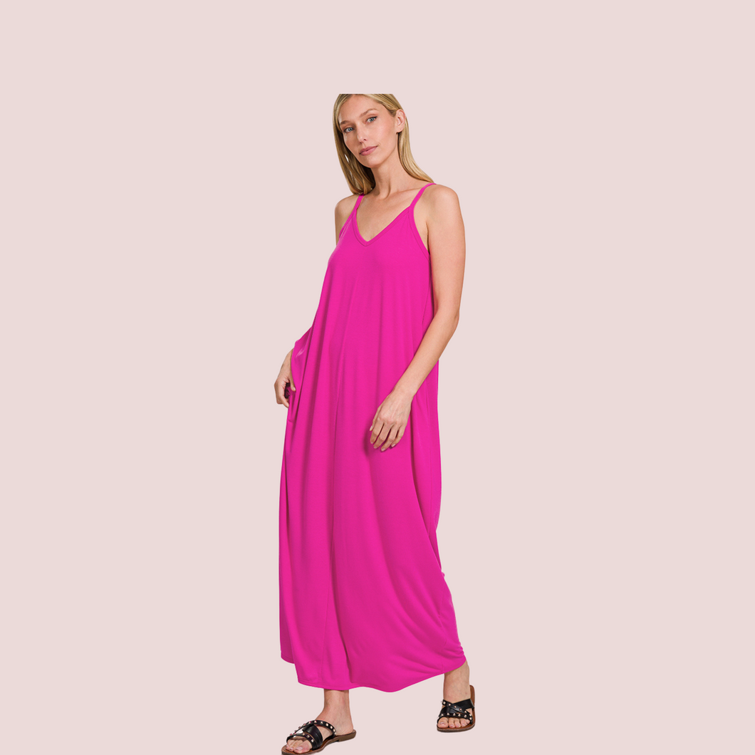 Cami Maxi Dress Hot Pink