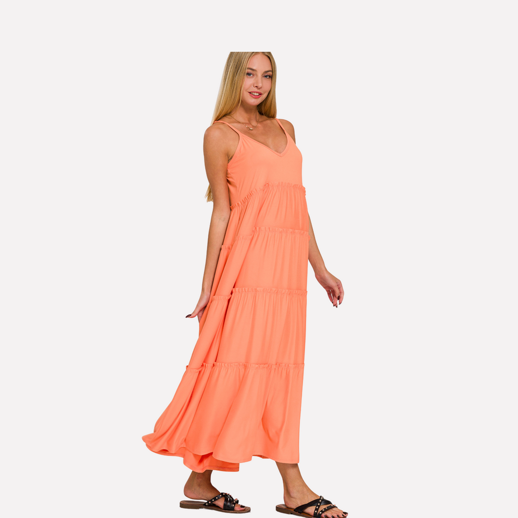Tiered Cami Dress Coral