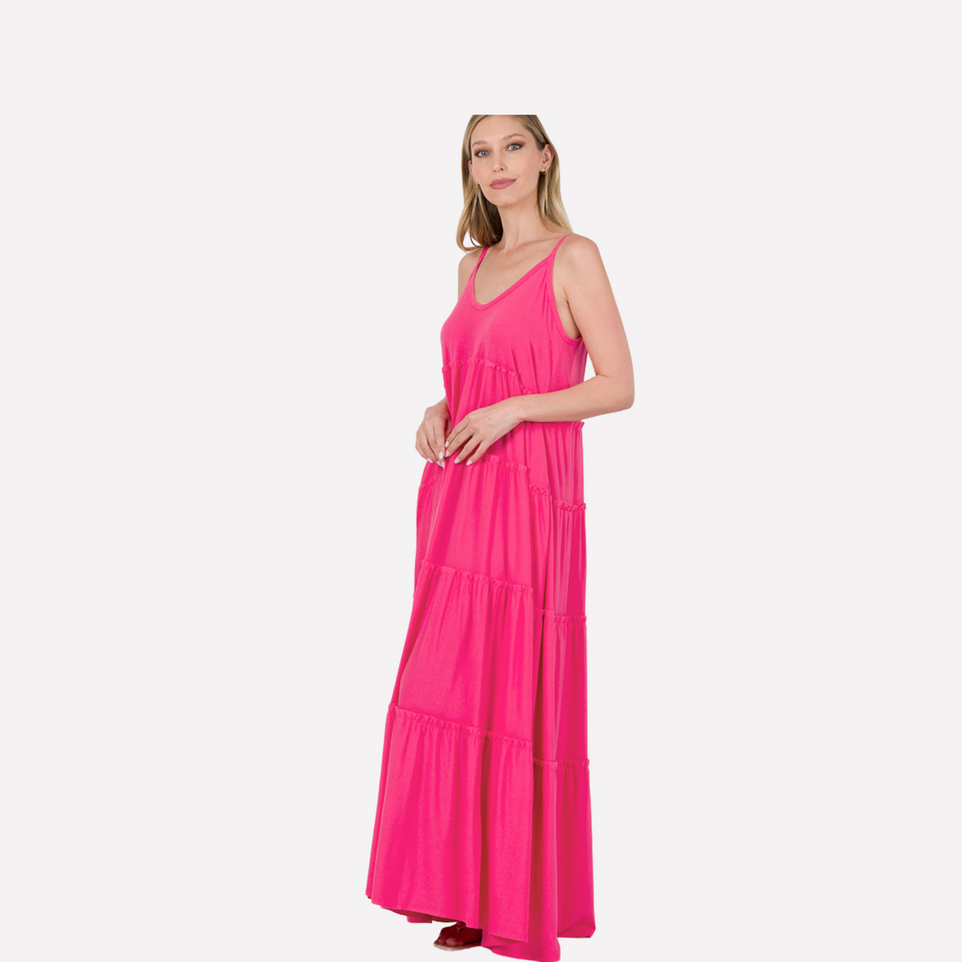 Tiered Maxi Dress Fuchsia