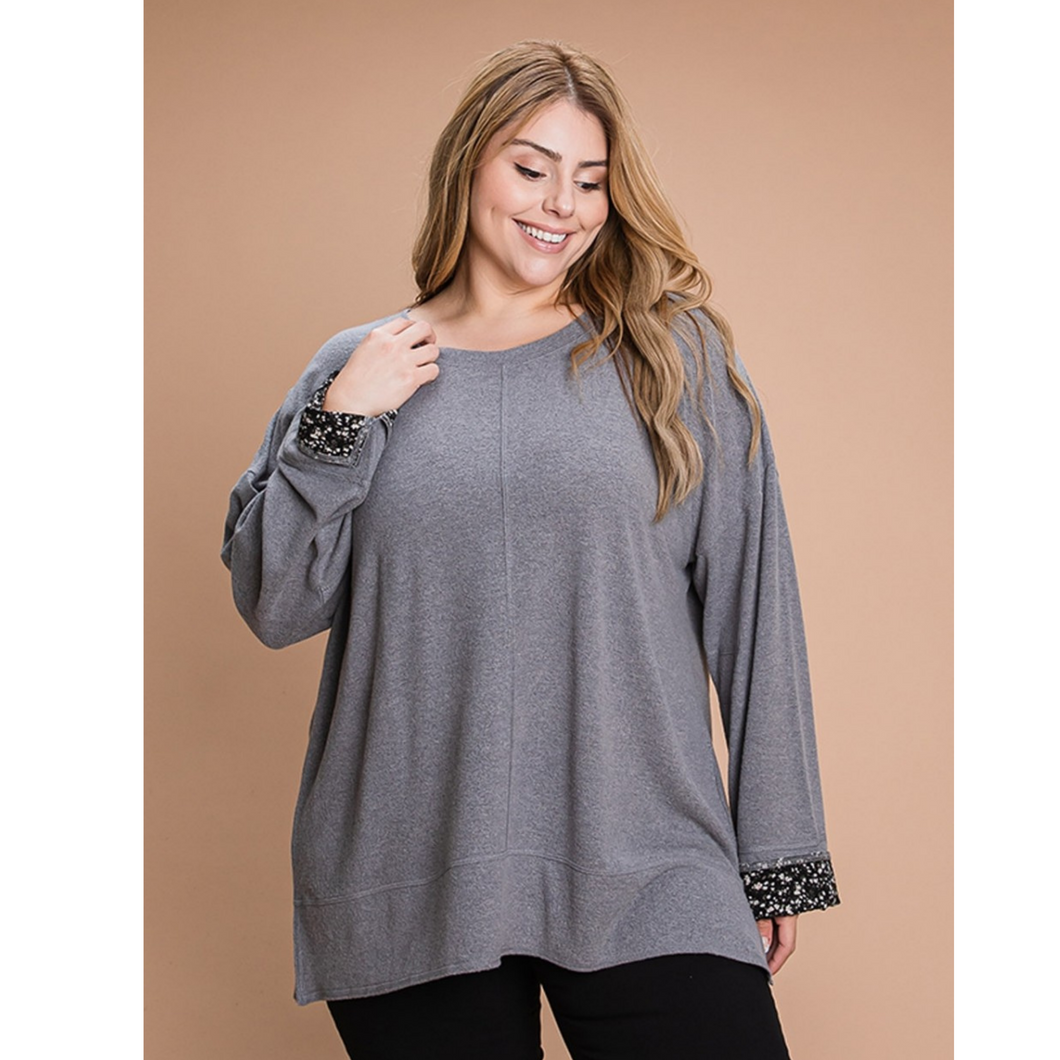 Hacci Brushed Sweater Plus / Charcoal