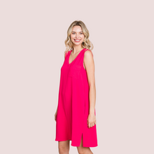 Load image into Gallery viewer, V Neck Dress Fuchsia
