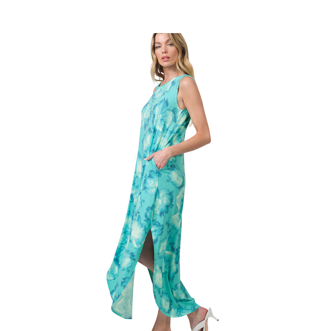 Print Maxi Dress Aqua